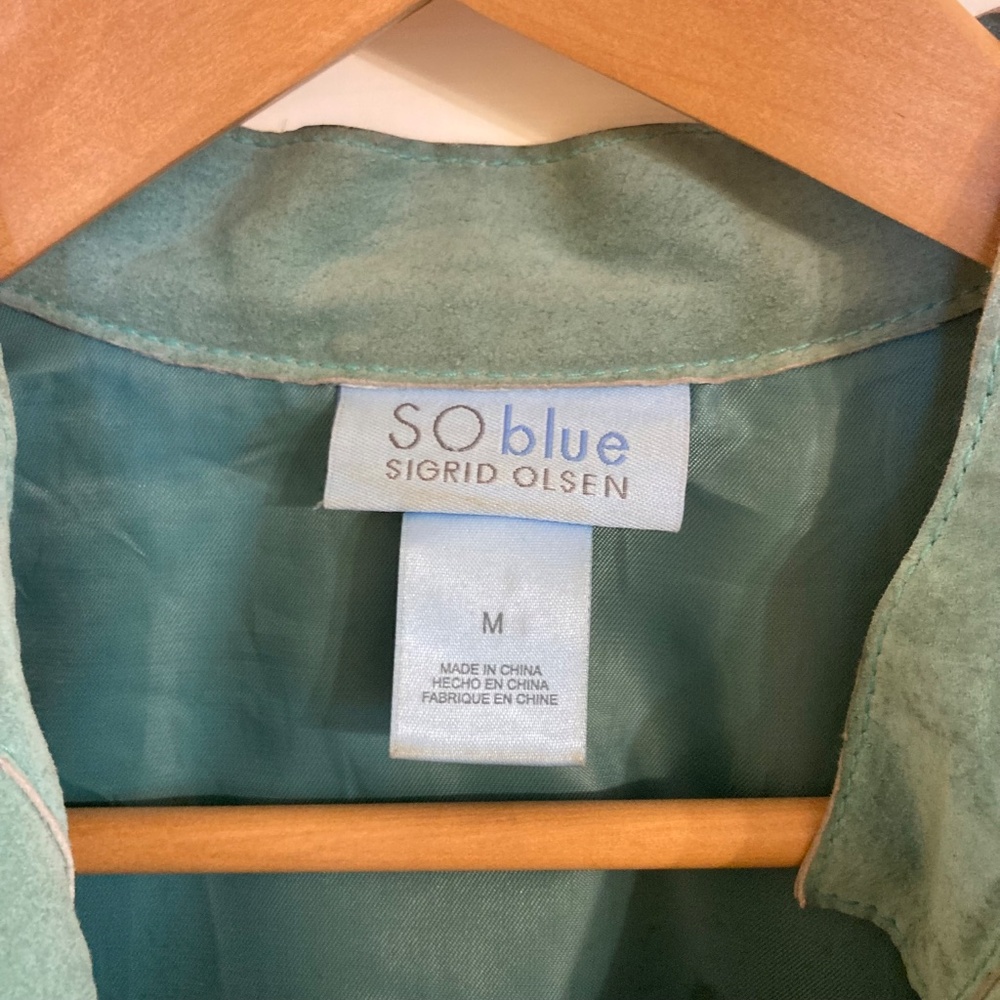 Sigrid Olsen So Blue Women's Blue Suede Lightweight Zip Up Jacket Size M - Picture 4 of 17